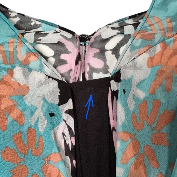 Diane von Furstenberg Floral Silk Dress Sz.6 Blue Brown Sort Sleeve Fairy Party - Picture 11 of 14
